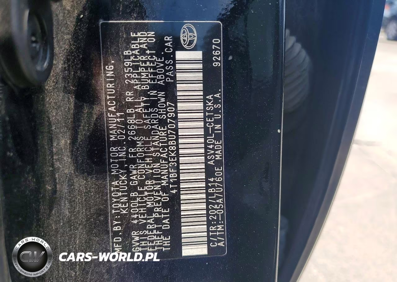 2011 Toyota Camry Se VIN:4T1BF3EK8BU707907 - 13
