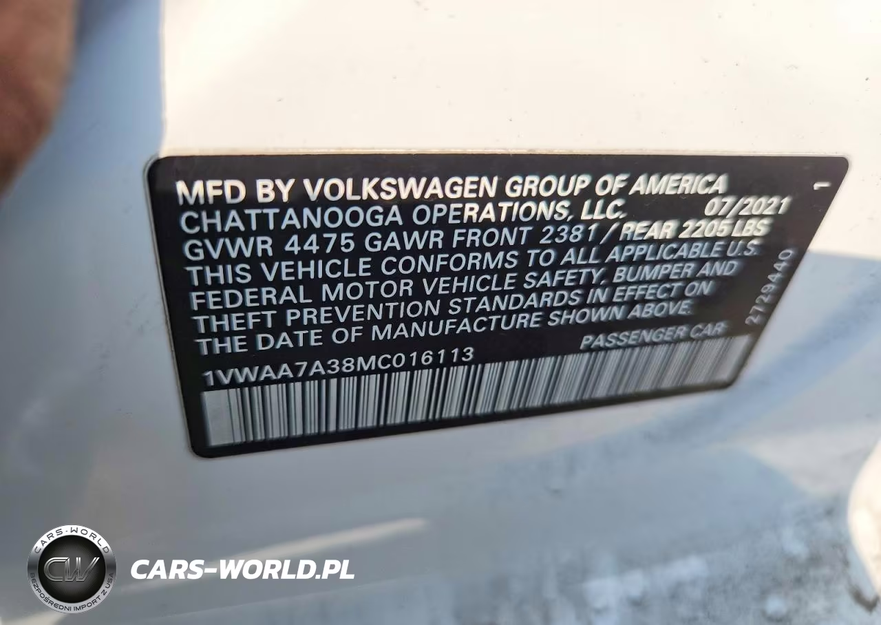 2021 Volkswagen Passat S VIN:1VWAA7A38MC016113 - 12