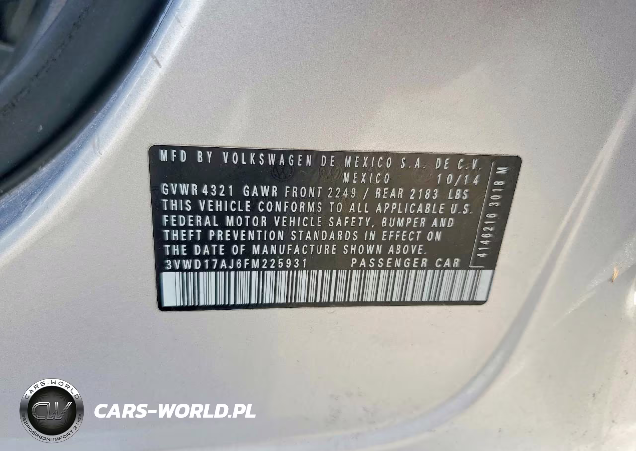 2015 Volkswagen Jetta Se VIN:3VWD17AJ6FM225931 - 12