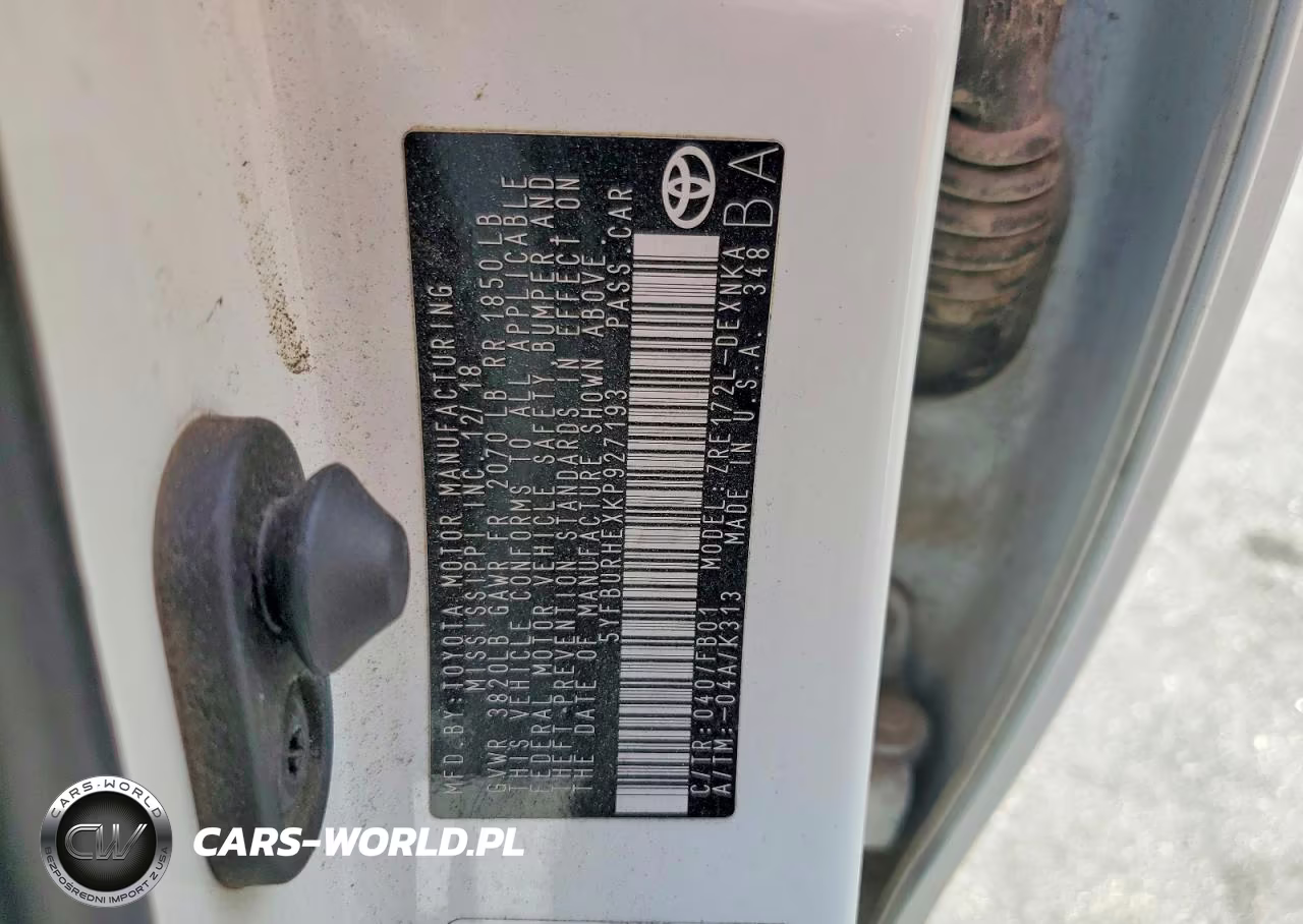 2019 Toyota Corolla Le VIN:5YFBURHEXKP927193 - 12