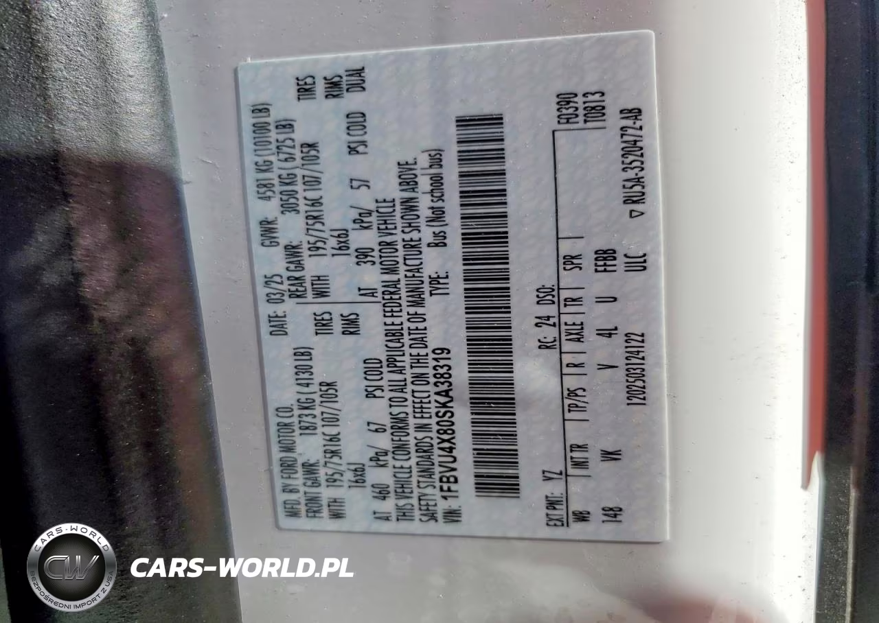 2025 Ford Transit T-350 Hd VIN:1FBVU4X80SKA38319 - 14
