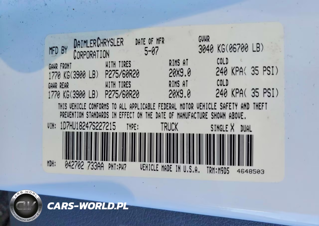 2007 Dodge Ram 1500 St VIN:1D7HU18247S227215 - 12