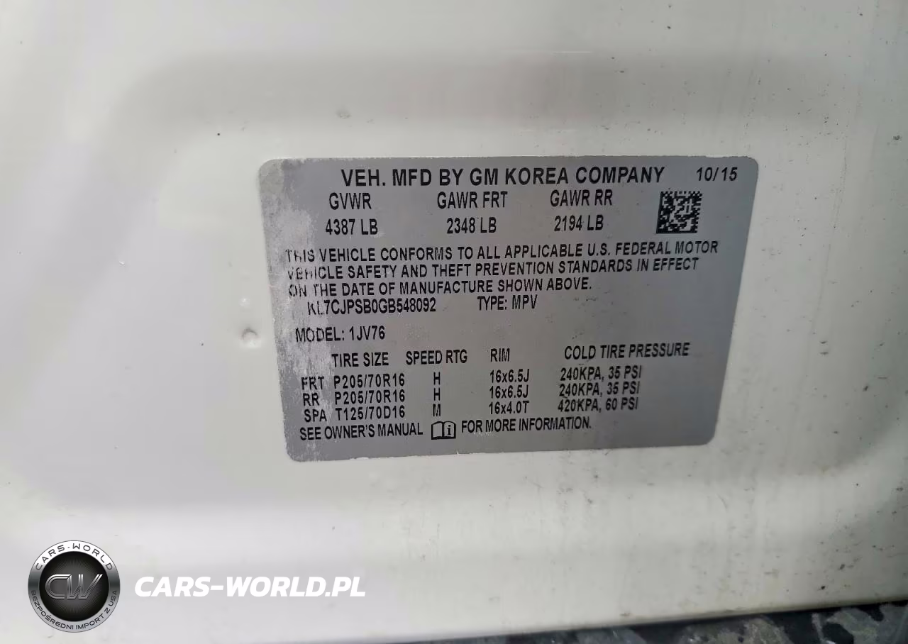 2016 Chevrolet Trax 1Lt VIN:KL7CJPSB0GB548092 - 13
