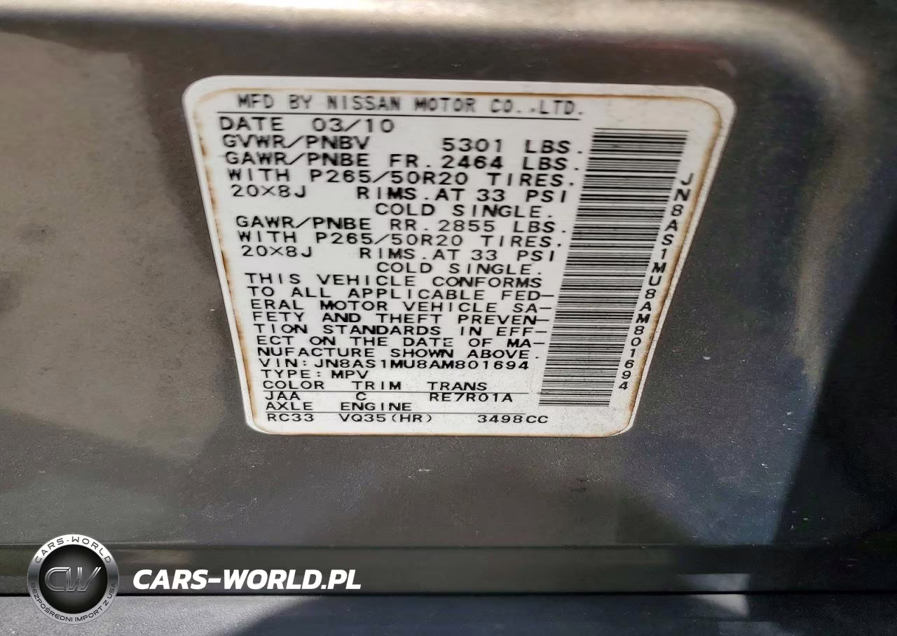 2010 Infiniti Fx35 Base VIN:JN8AS1MU8AM801694 - 14
