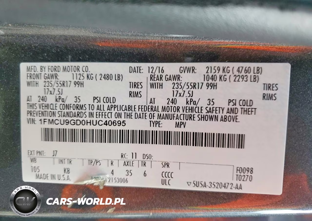 2017 Ford Escape Se VIN:1FMCU9GD0HUC40695 - 12