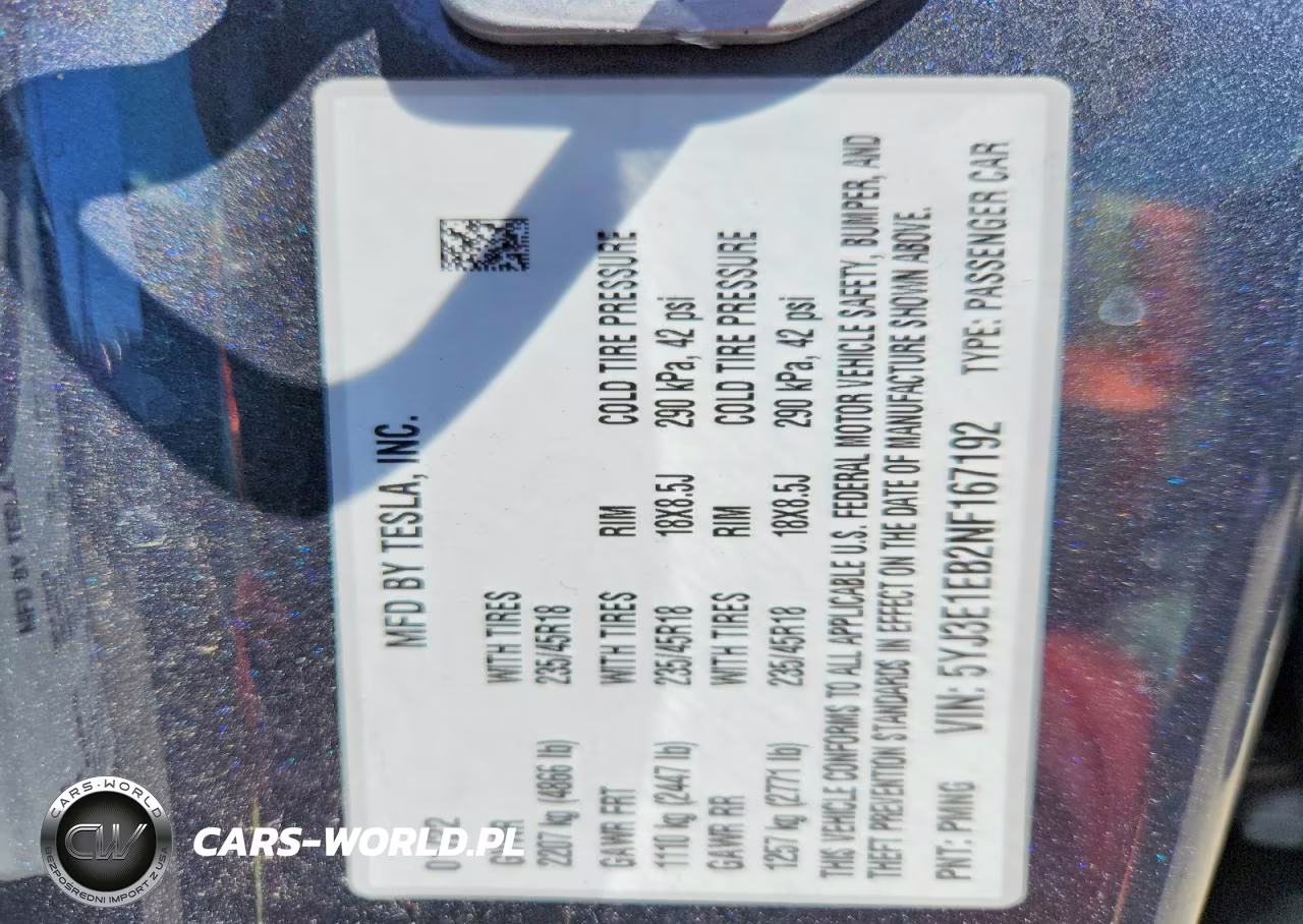2022 Tesla Model 3 VIN:5YJ3E1EB2NF167192 - 12