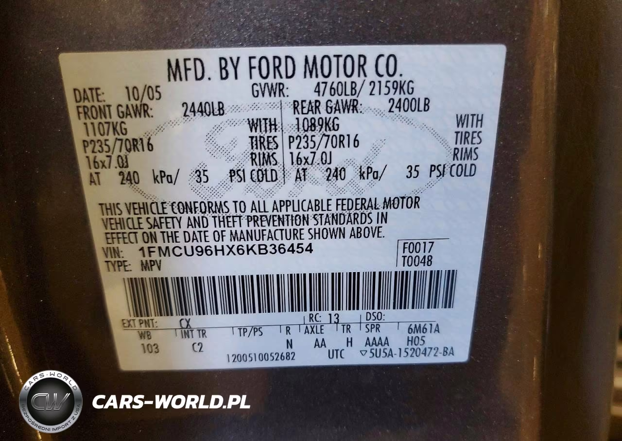 2006 Ford Escape Hev VIN:1FMCU96HX6KB36454 - 14