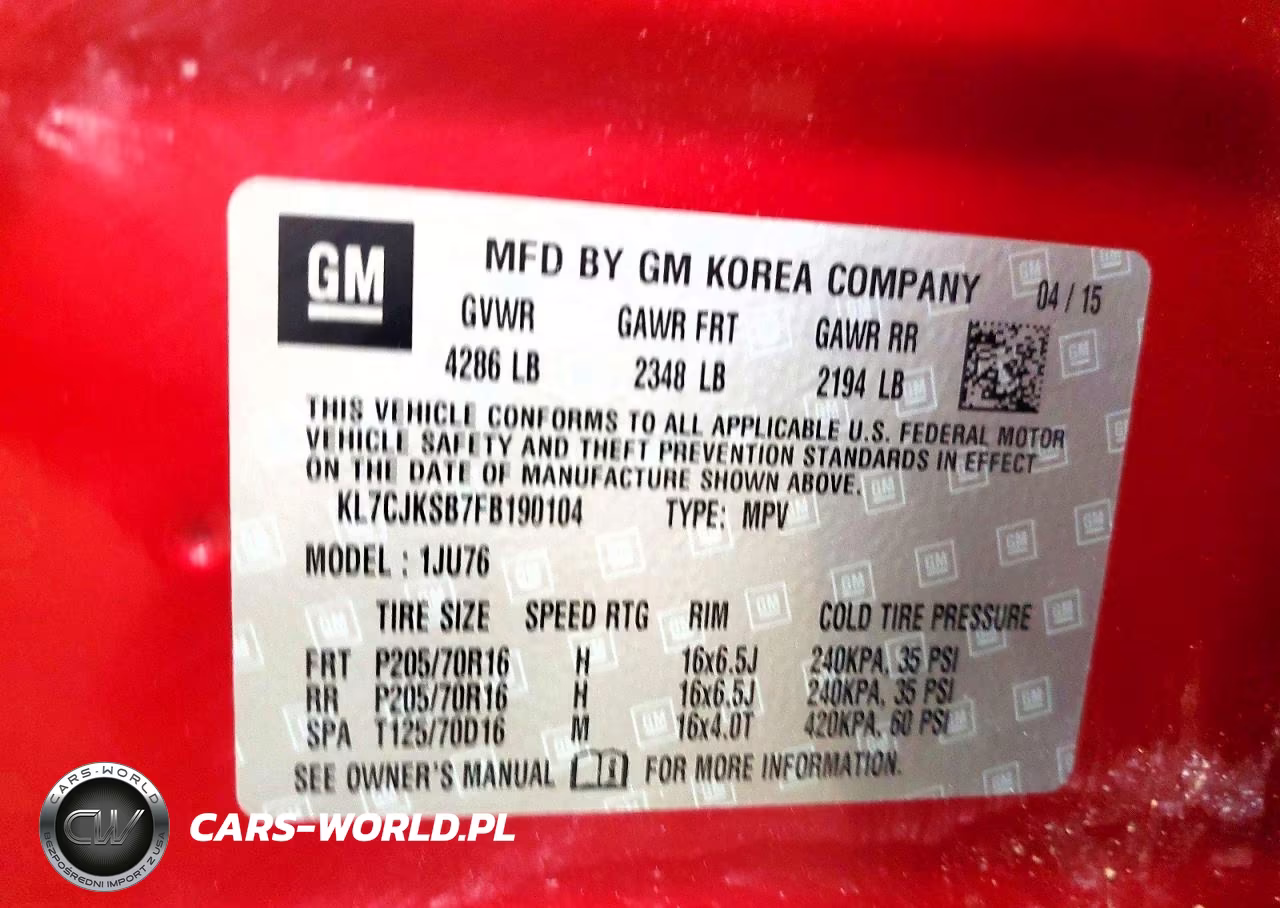 2015 Chevrolet Trax Ls VIN:KL7CJKSB7FB190104 - 13