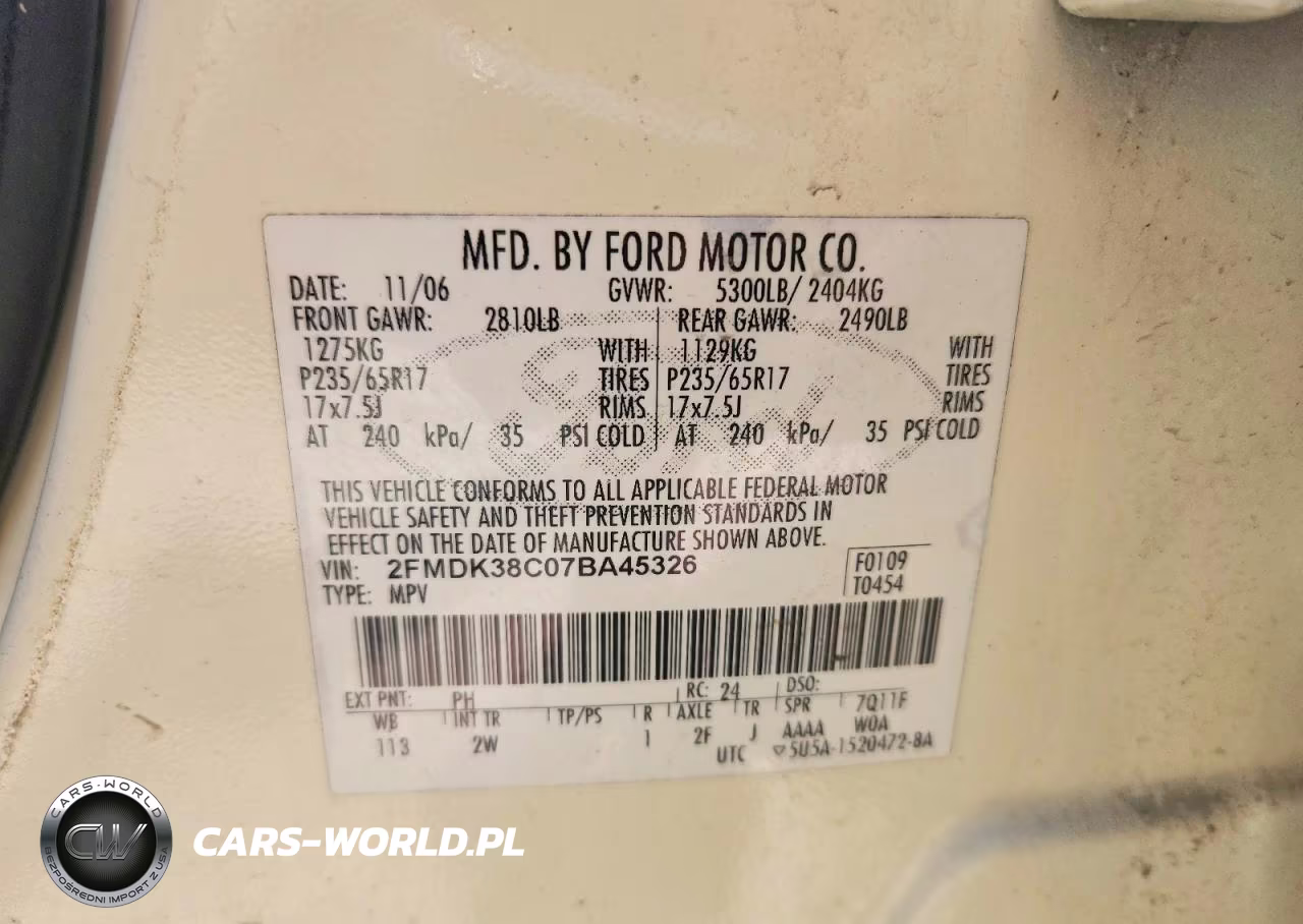 2007 Ford Edge Sel VIN:2FMDK38C07BA45326 - 13