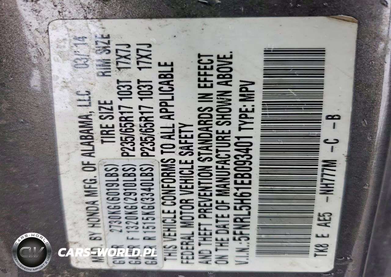 2014 Honda 400Hp VIN:5FNRL5H61EB093401 - 13