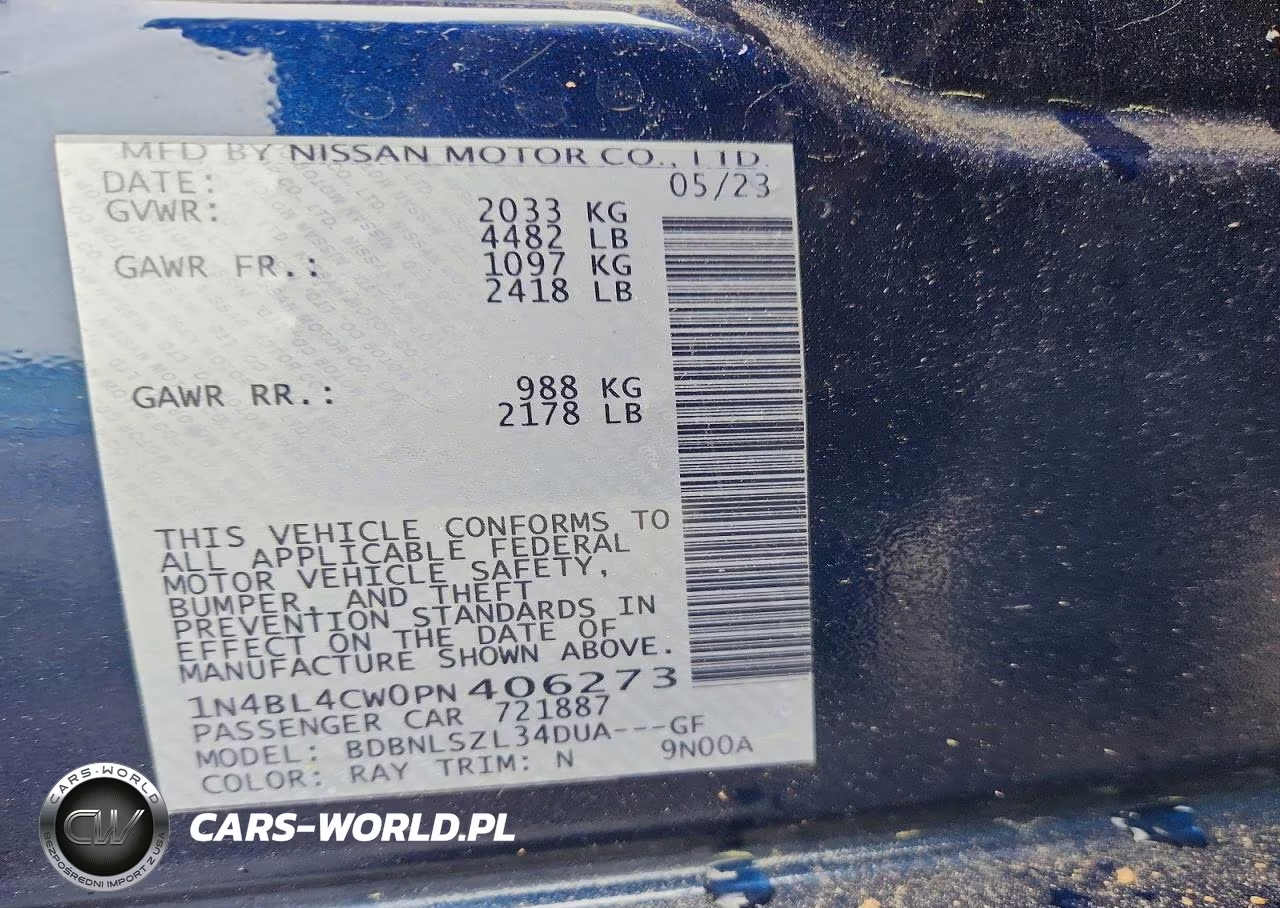 2023 Nissan Altima Sr VIN:1N4BL4CW0PN406273 - 12