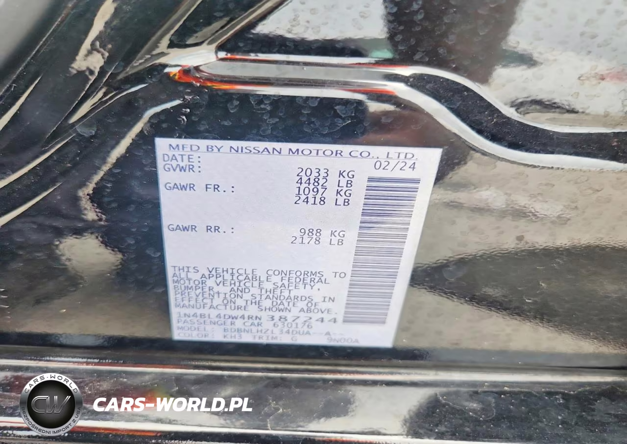 2024 Nissan Altima Sv VIN:1N4BL4DW4RN387244 - 13