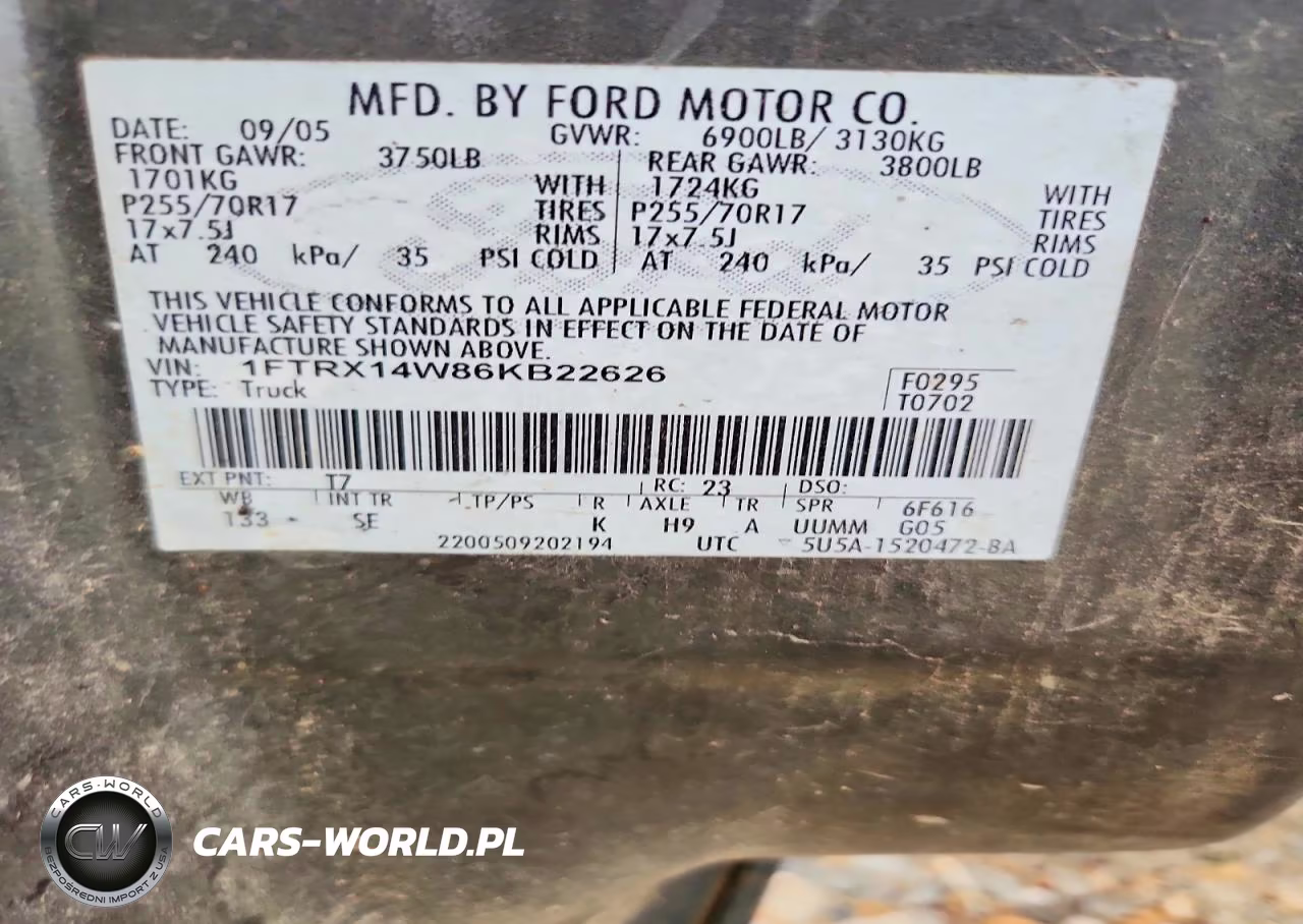 2006 Ford F150 VIN:1FTRX14W86KB22626 - 12