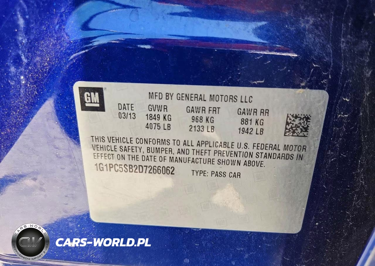 2013 Chevrolet Cruze Lt VIN:1G1PC5SB2D7266062 - 12