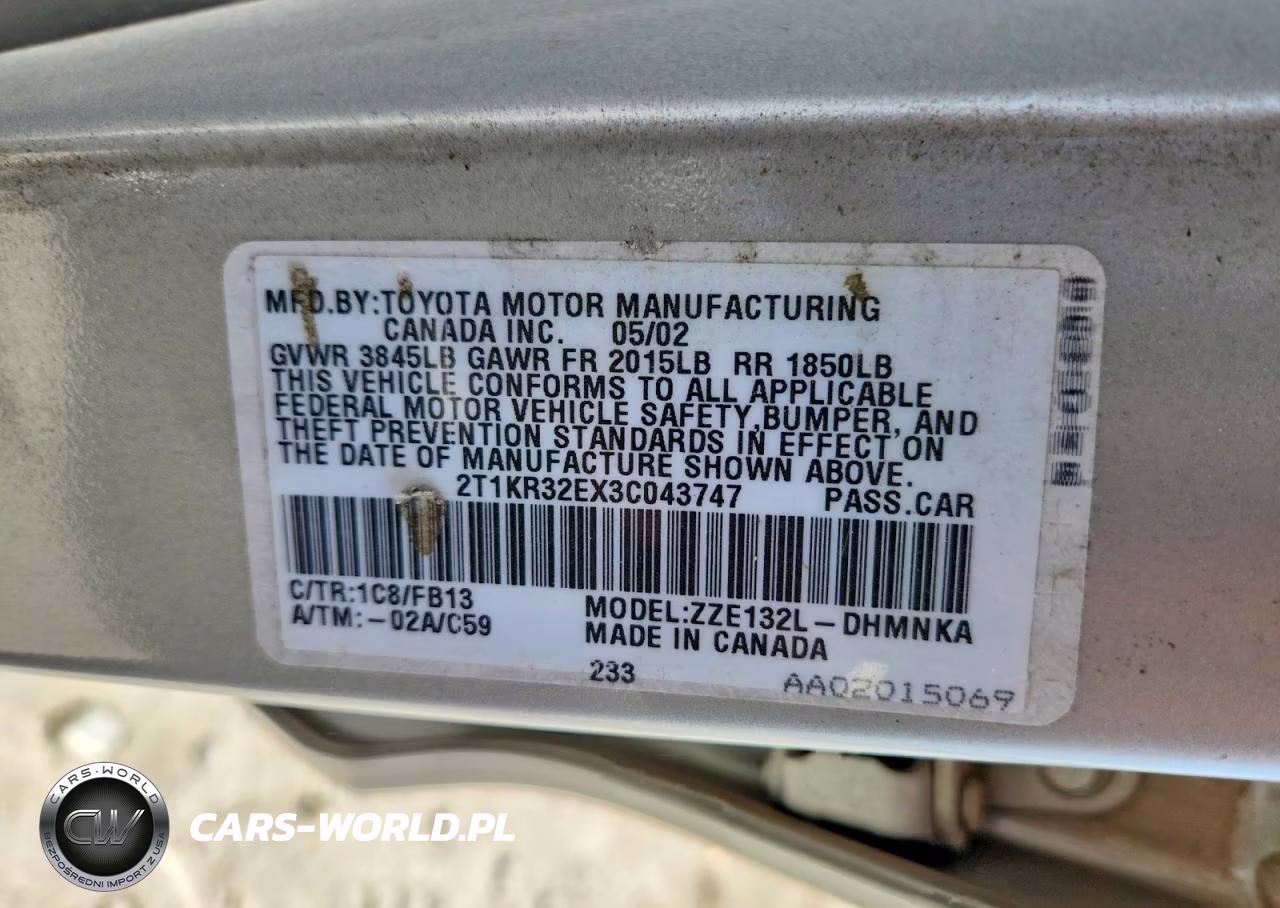 2003 Toyota Corolla Matrix Xr VIN:2T1KR32EX3C043747 - 13