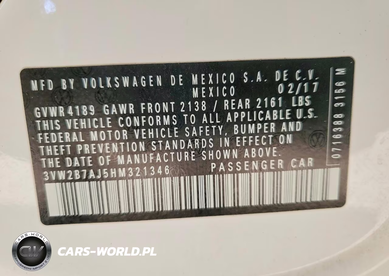 2017 Volkswagen Jetta S VIN:3VW2B7AJ5HM321346 - 12
