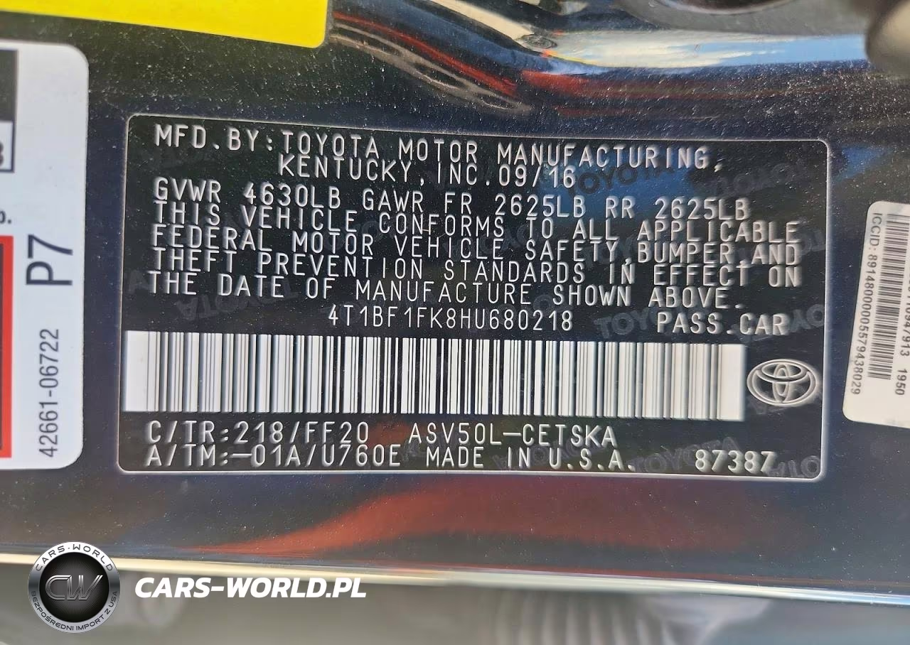 2017 Toyota Camry Se VIN:4T1BF1FK8HU680218 - 12