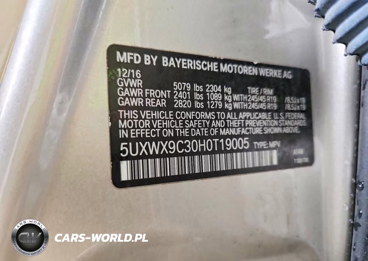 2017 BMW X3 xDrive28I VIN:5UXWX9C30H0T19005 - 13