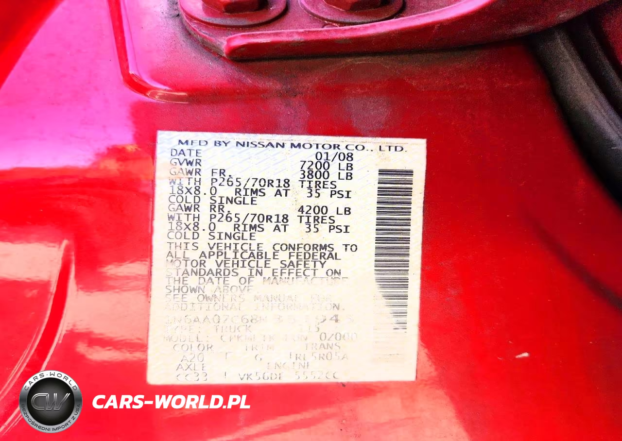 2008 Nissan Titan Xe VIN:1N6AA07C68N351945 - 13