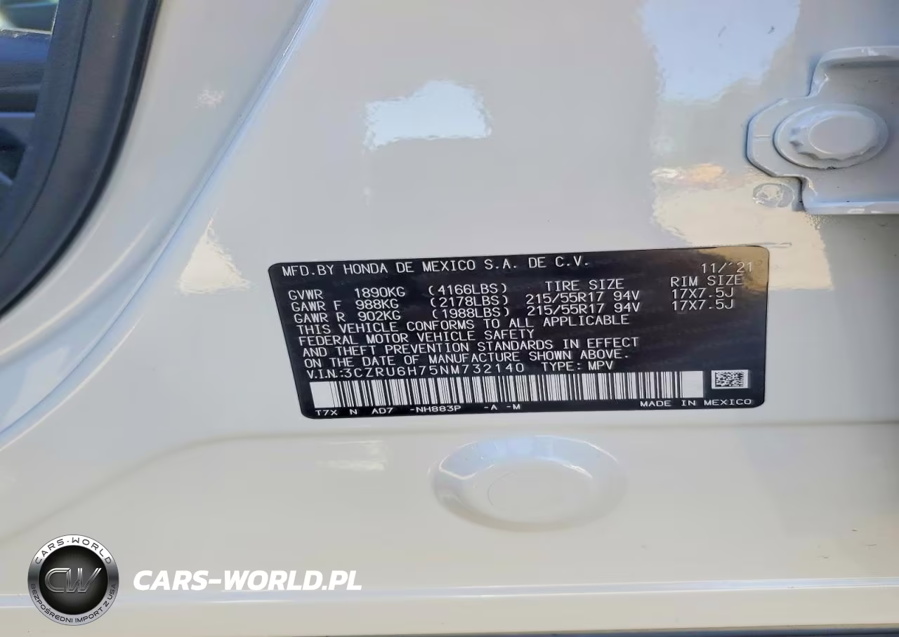 2022 Honda Hr-V Exl VIN:3CZRU6H75NM732140 - 13