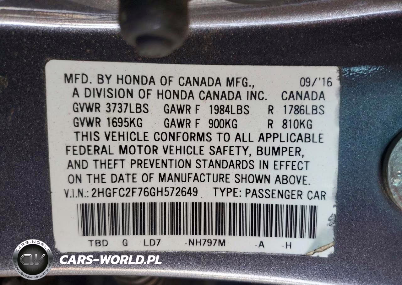 2016 Honda Civic Ex VIN:2HGFC2F76GH572649 - 12