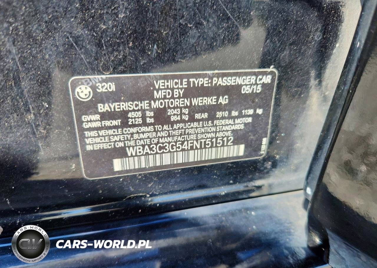 2015 BMW 320 I xDrive VIN:WBA3C3G54FNT51512 - 12
