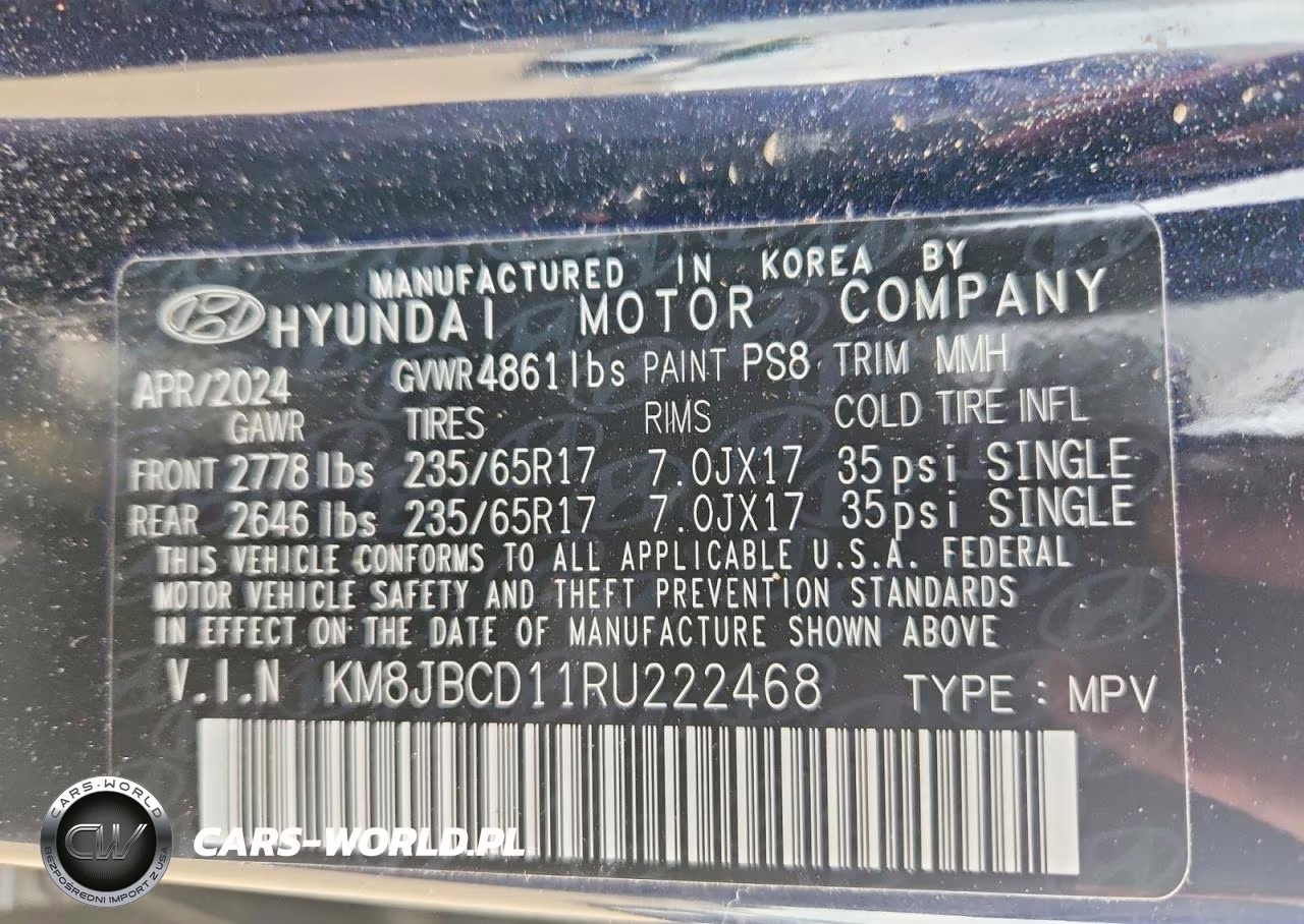 2024 Hyundai Tucson Blue VIN:KM8JBCD11RU222468 - 14