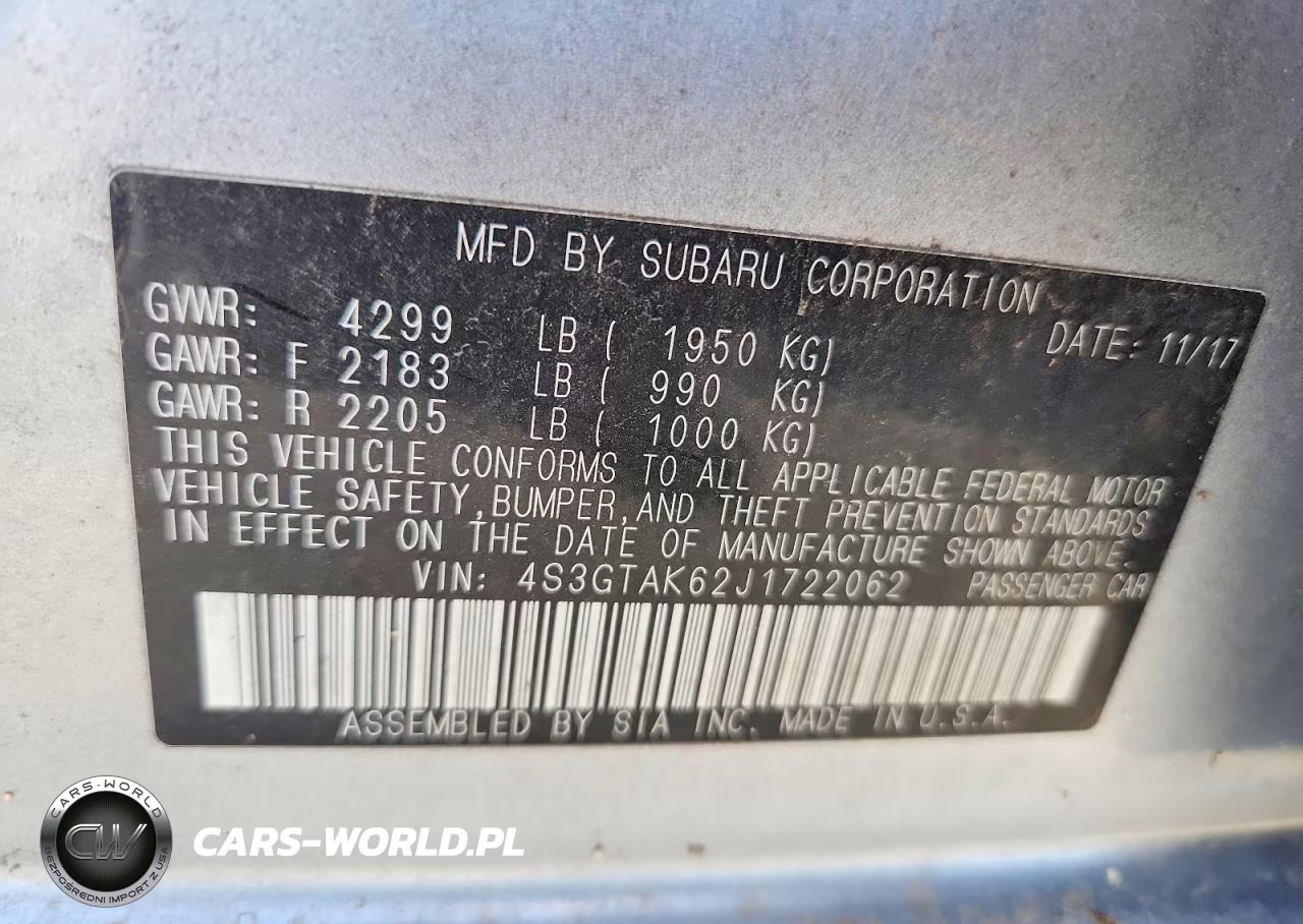2018 Subaru Impreza Sport VIN:4S3GTAK62J1722062 - 12