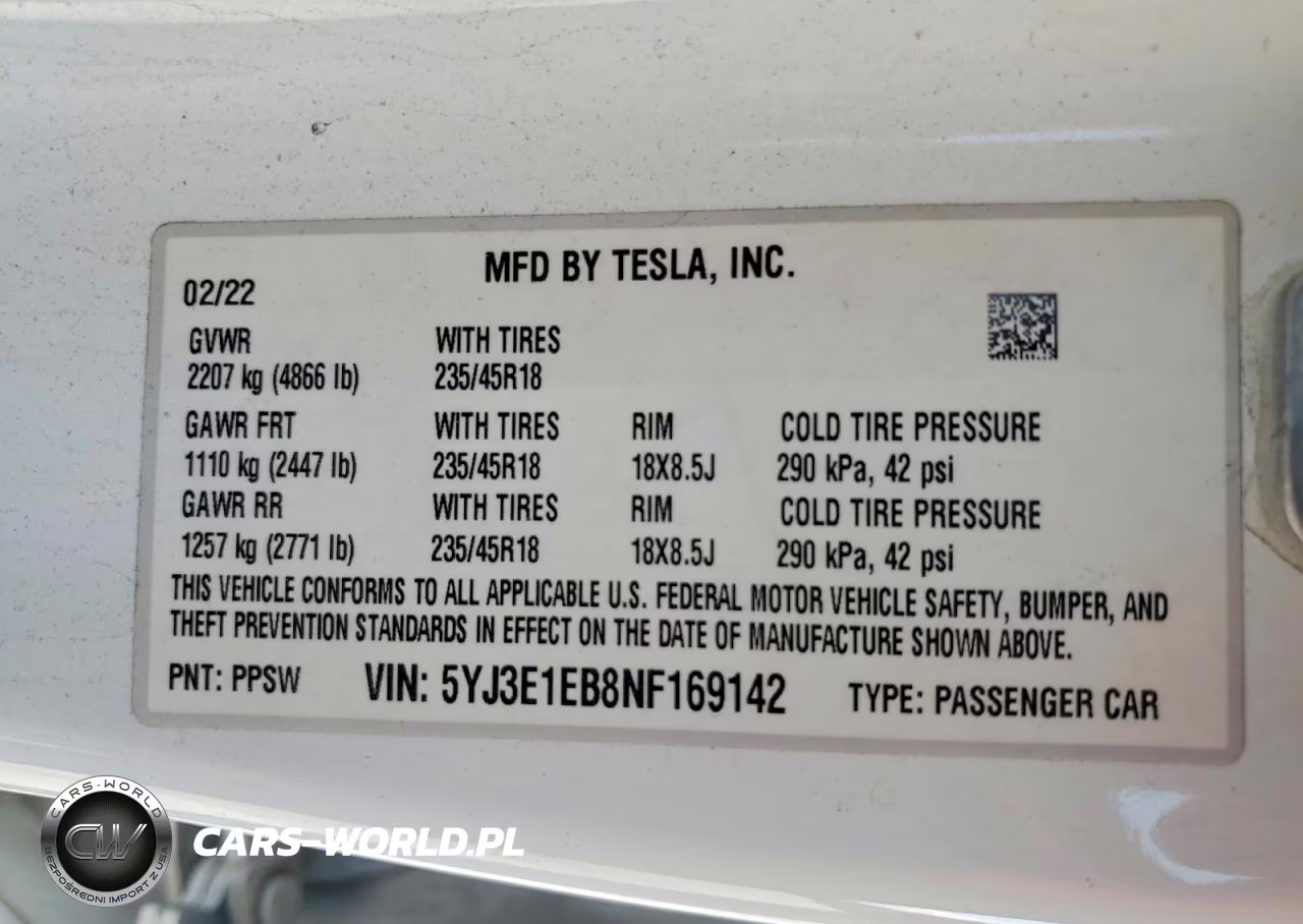 2022 Tesla Model 3 VIN:5YJ3E1EB8NF169142 - 12