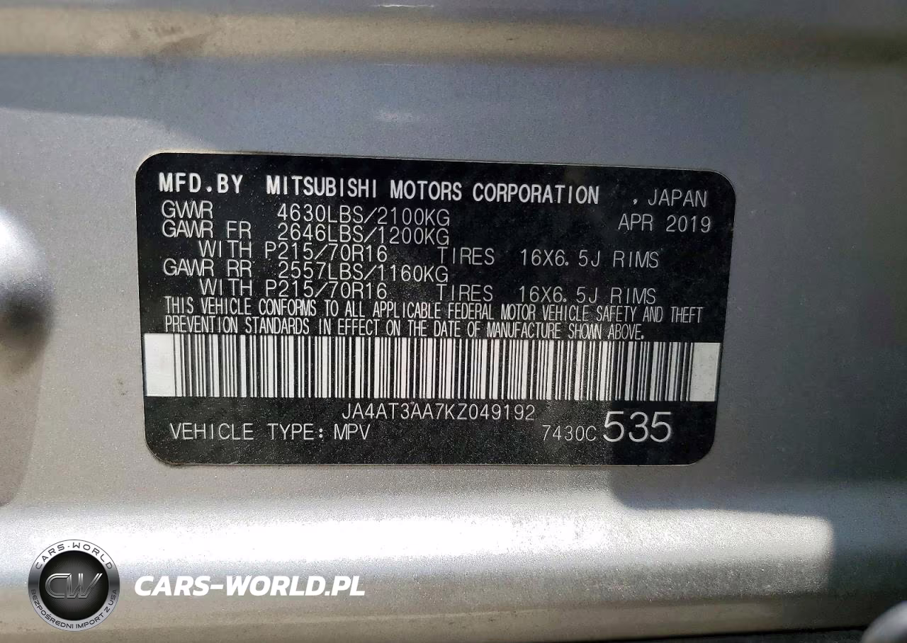 2019 Mitsubishi Eclipse Cross Es VIN:JA4AT3AA7KZ049192 - 12