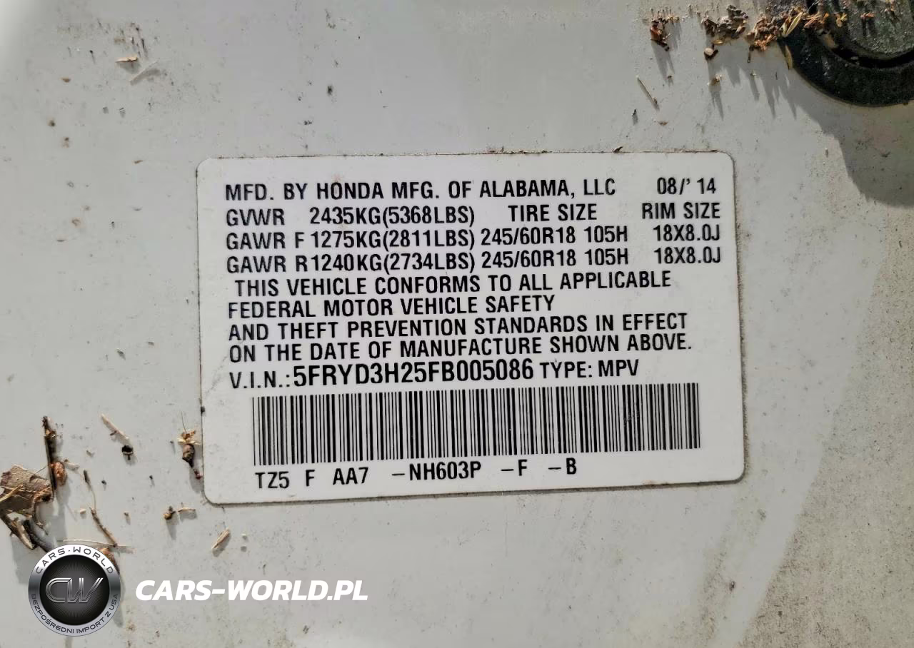 2015 Acura Mdx VIN:5FRYD3H25FB005086 - 13