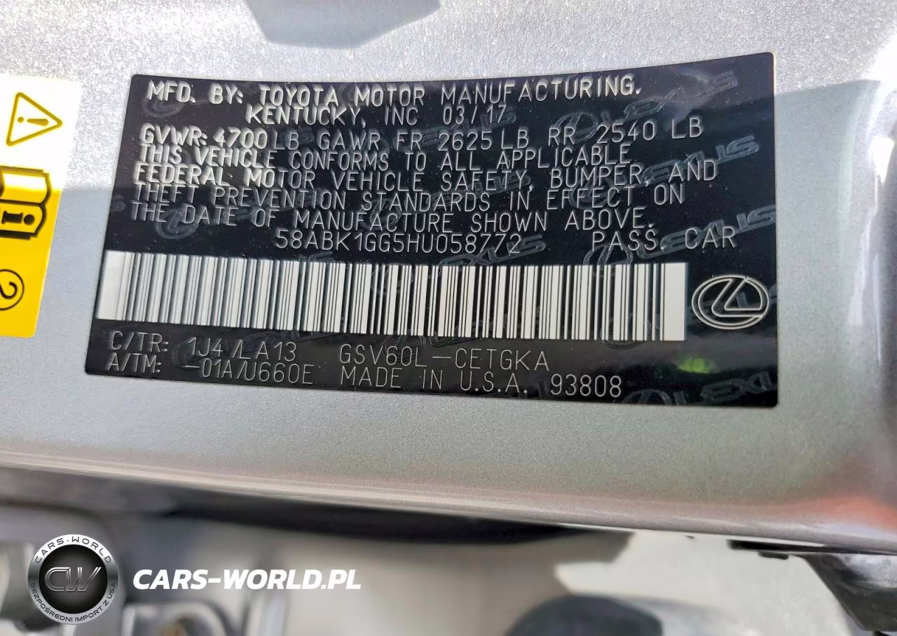 2017 Lexus Es 350 VIN:58ABK1GG5HU058772 - 12