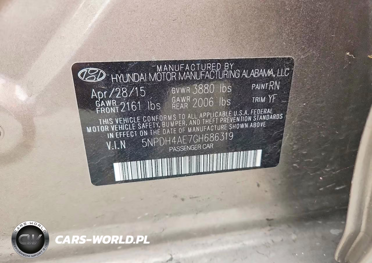 2016 Hyundai Elantra Se VIN:5NPDH4AE7GH686319 - 12