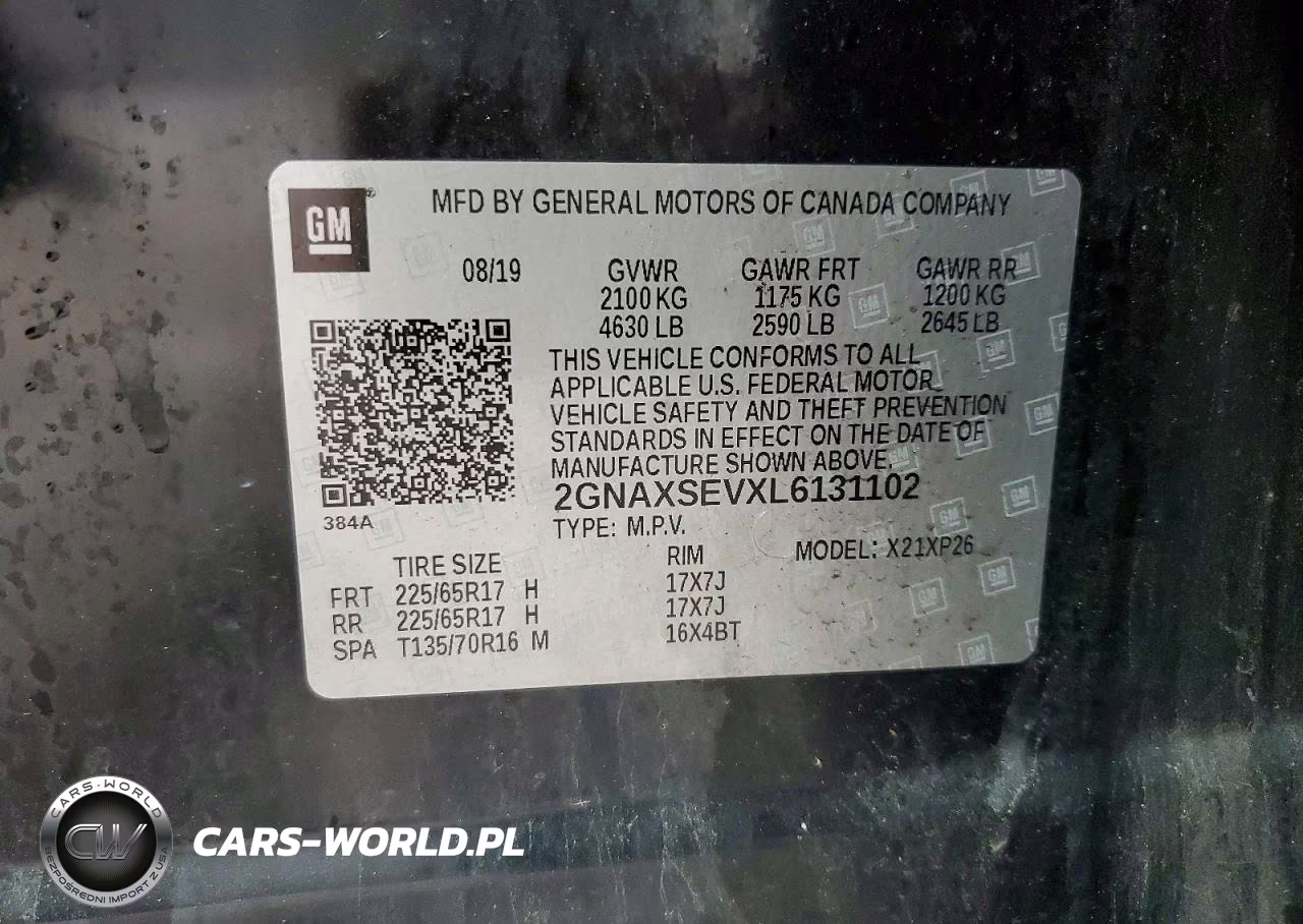2020 Chevrolet Equinox Ls VIN:2GNAXSEVXL6131102 - 14