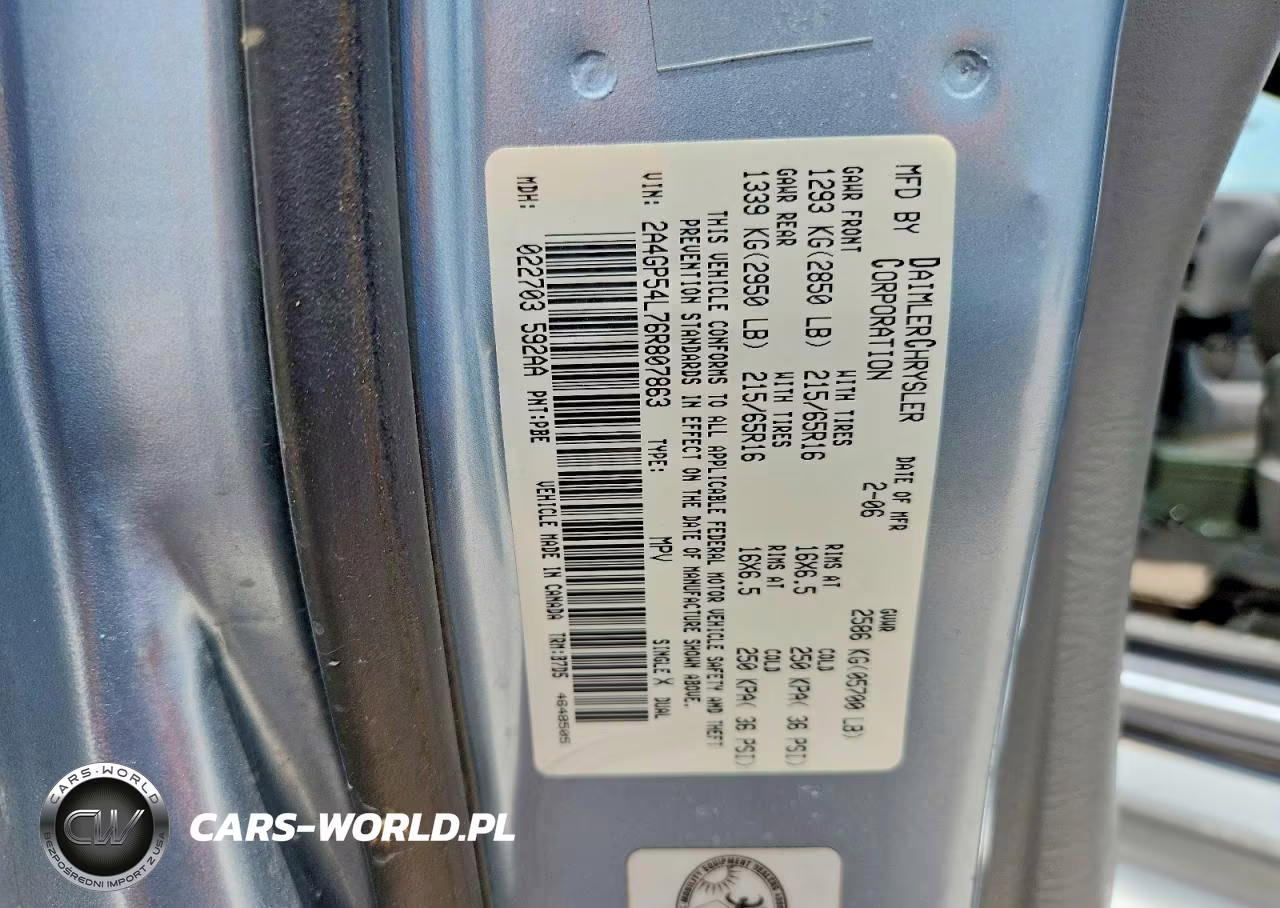 2006 Chrysler Town & Country Touring VIN:2A4GP54L76R807863 - 13