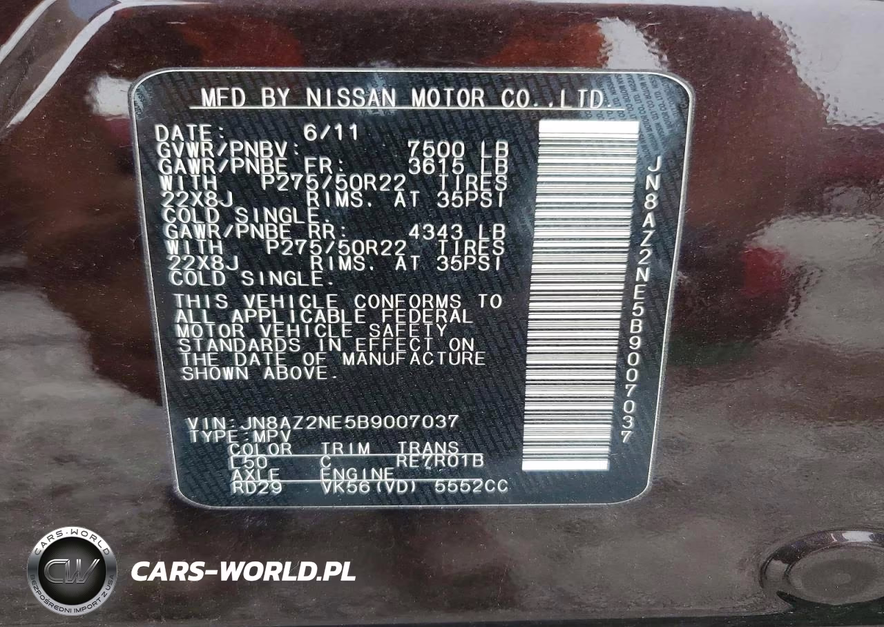 2011 Infiniti Qx56 Base VIN:JN8AZ2NE5B9007037 - 13