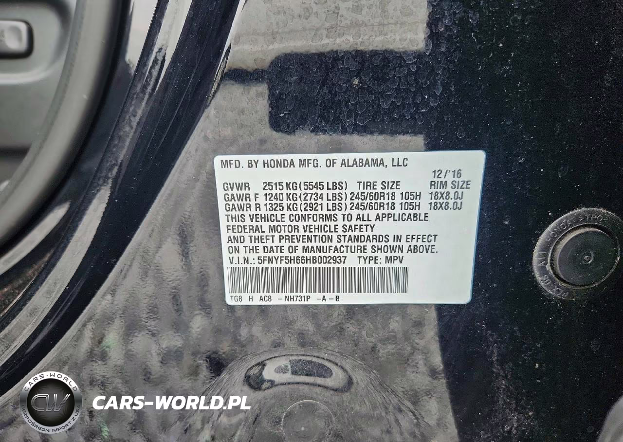 2017 Honda Pilot Exl VIN:5FNYF5H66HB002937 - 13