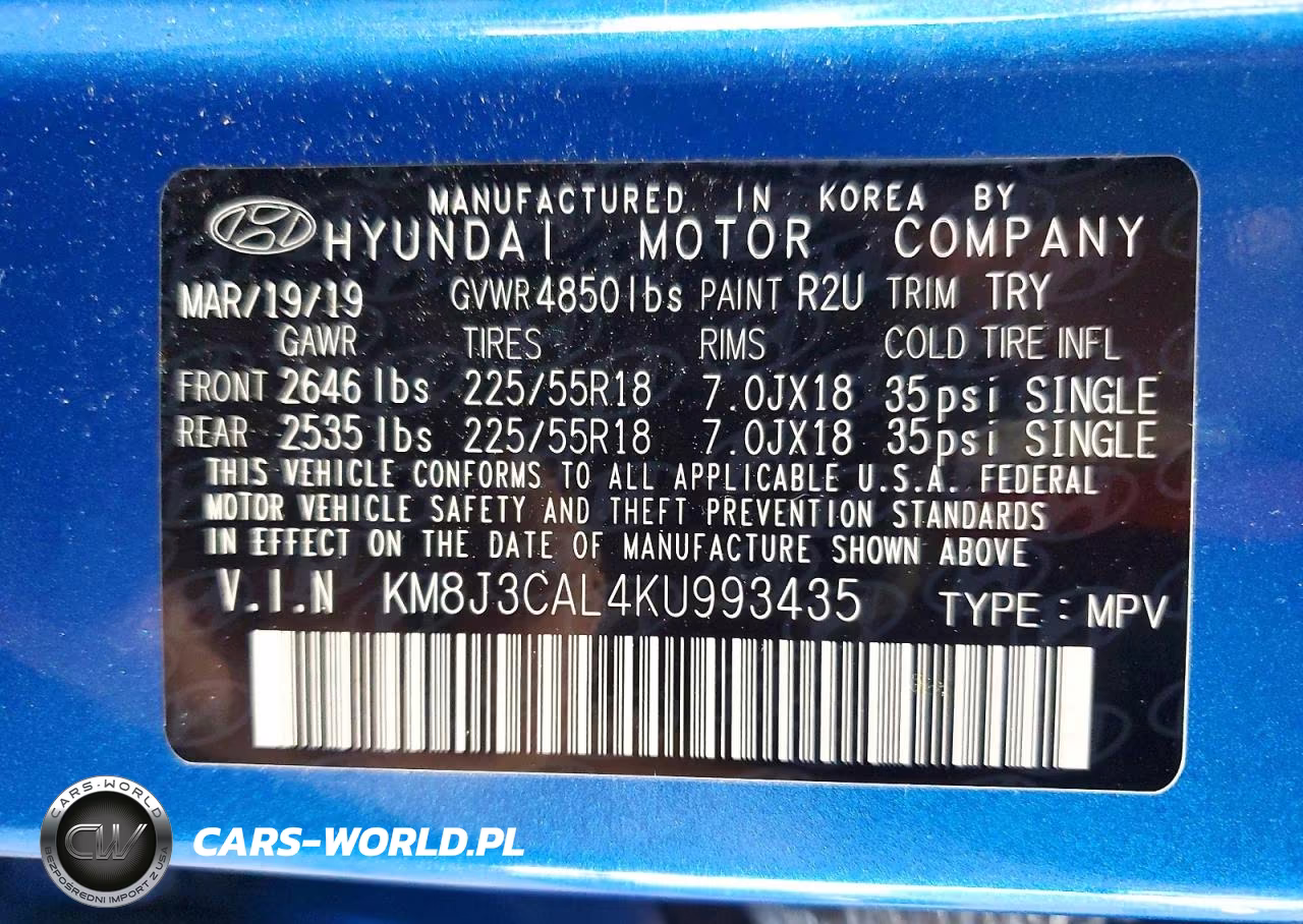 2019 Hyundai Tucson Sel VIN:KM8J3CAL4KU993435 - 14