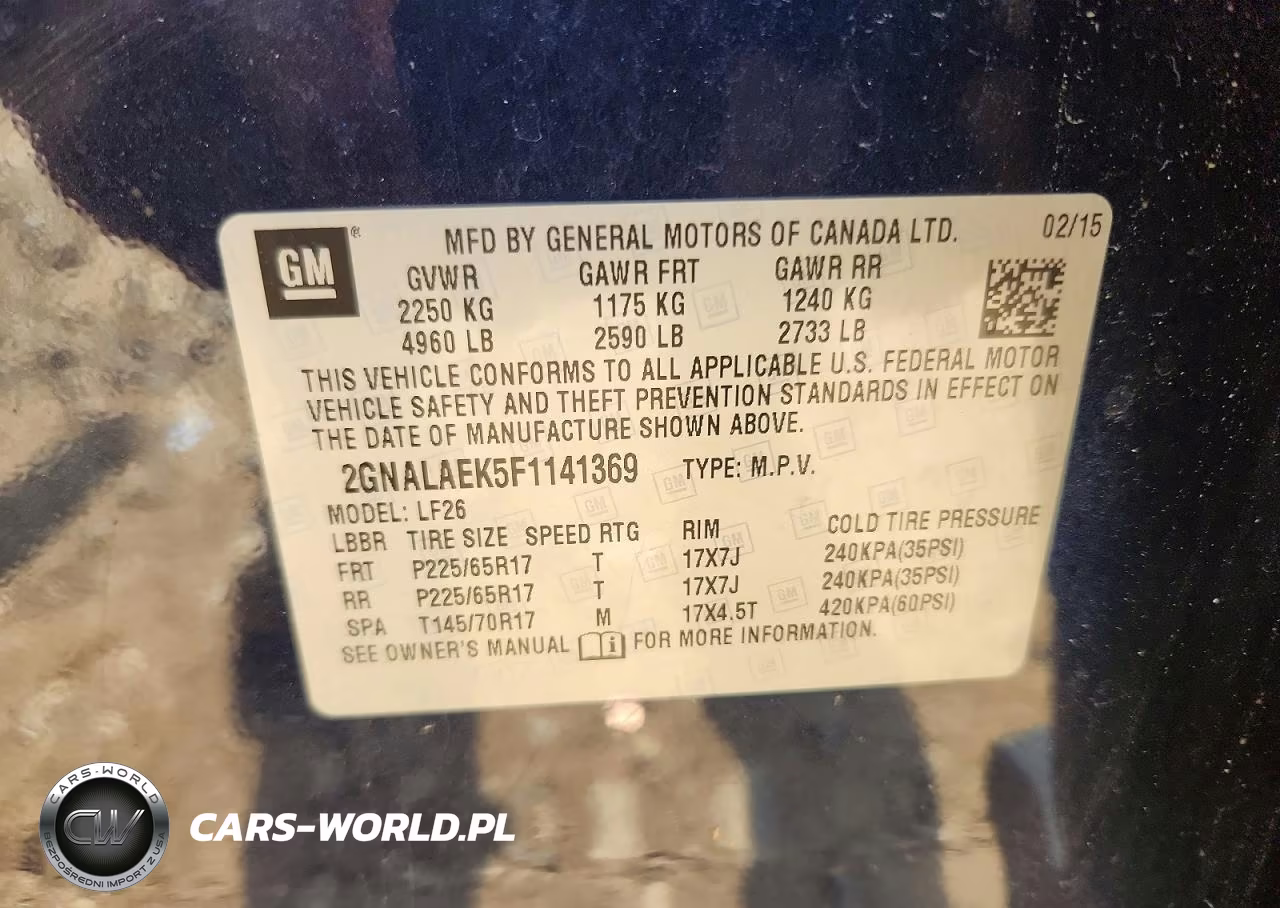 2015 CHEVROLET EQUINOX LS VIN:2GNALAEK5F1141369 - 13