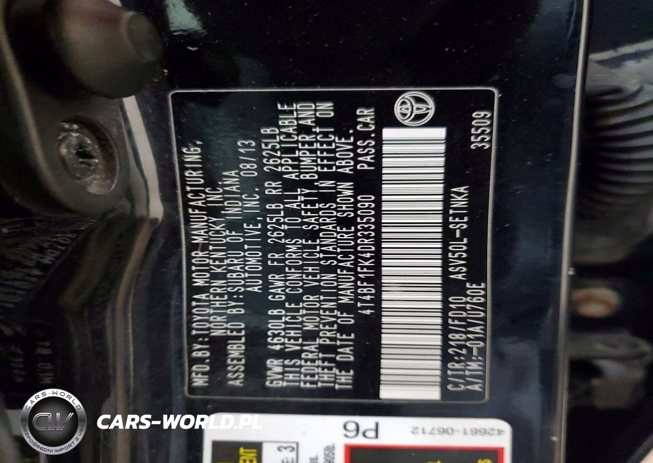 2013 Toyota Camry Le VIN:4T4BF1FK4DR335090 - 13