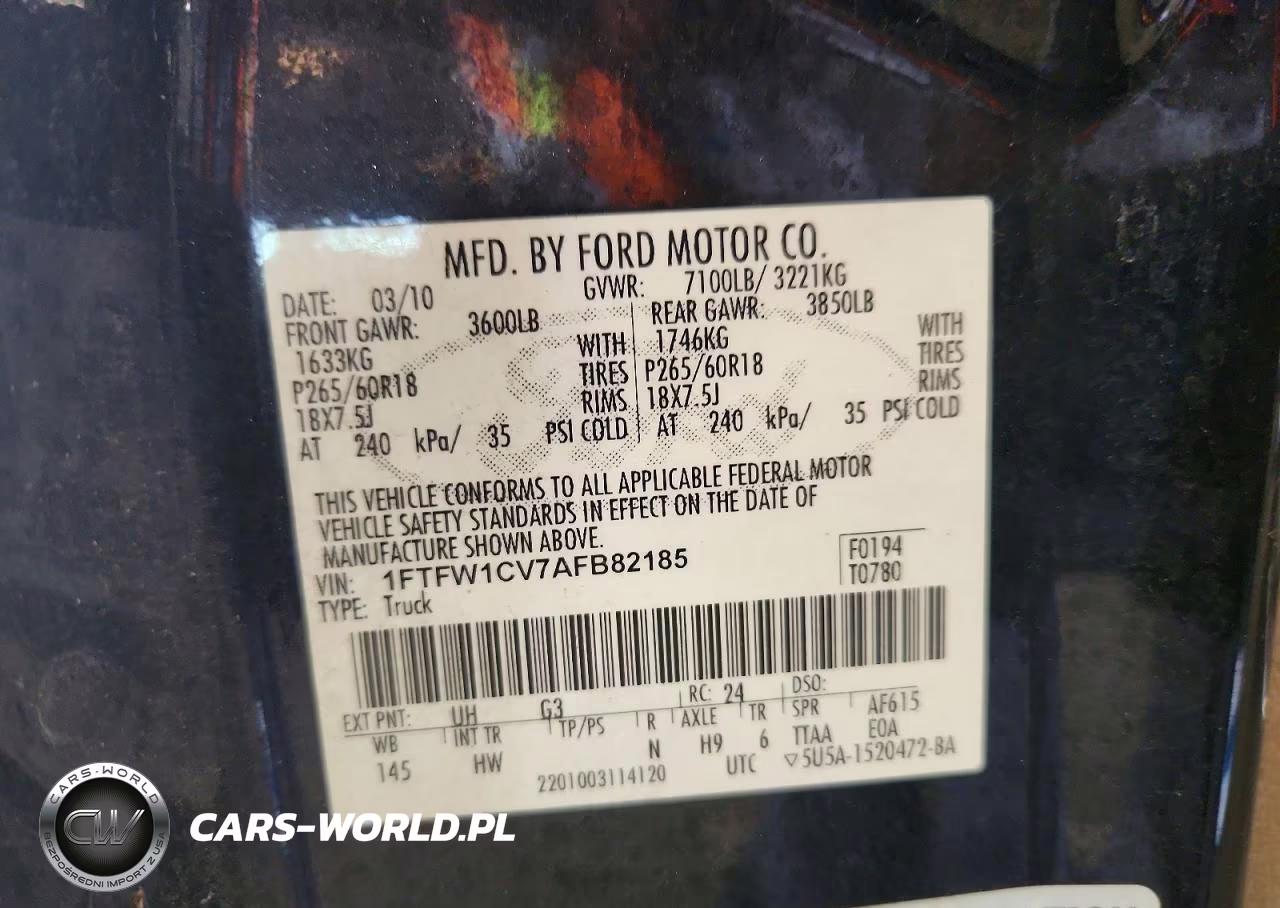 2010 Ford F150 Supercrew VIN:1FTFW1CV7AFB82185 - 12