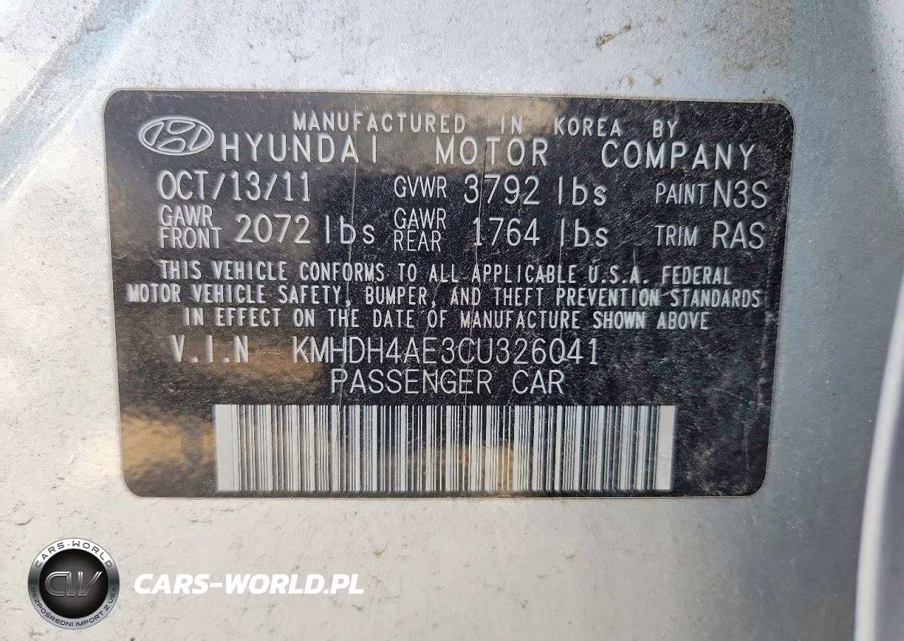 2012 Hyundai Elantra Gls VIN:KMHDH4AE3CU326041 - 13