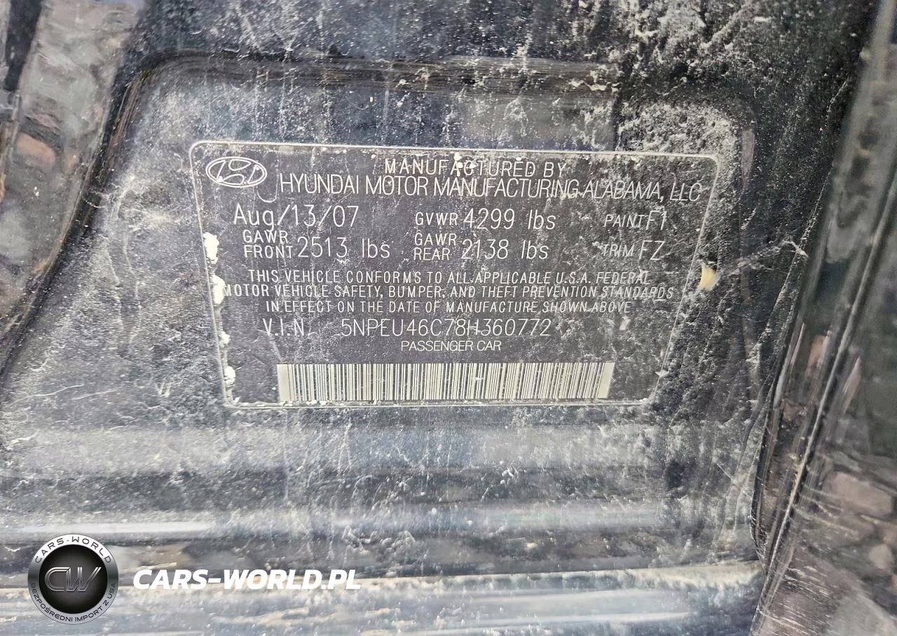 2008 Hyundai Sonata Se VIN:5NPEU46C78H360772 - 12