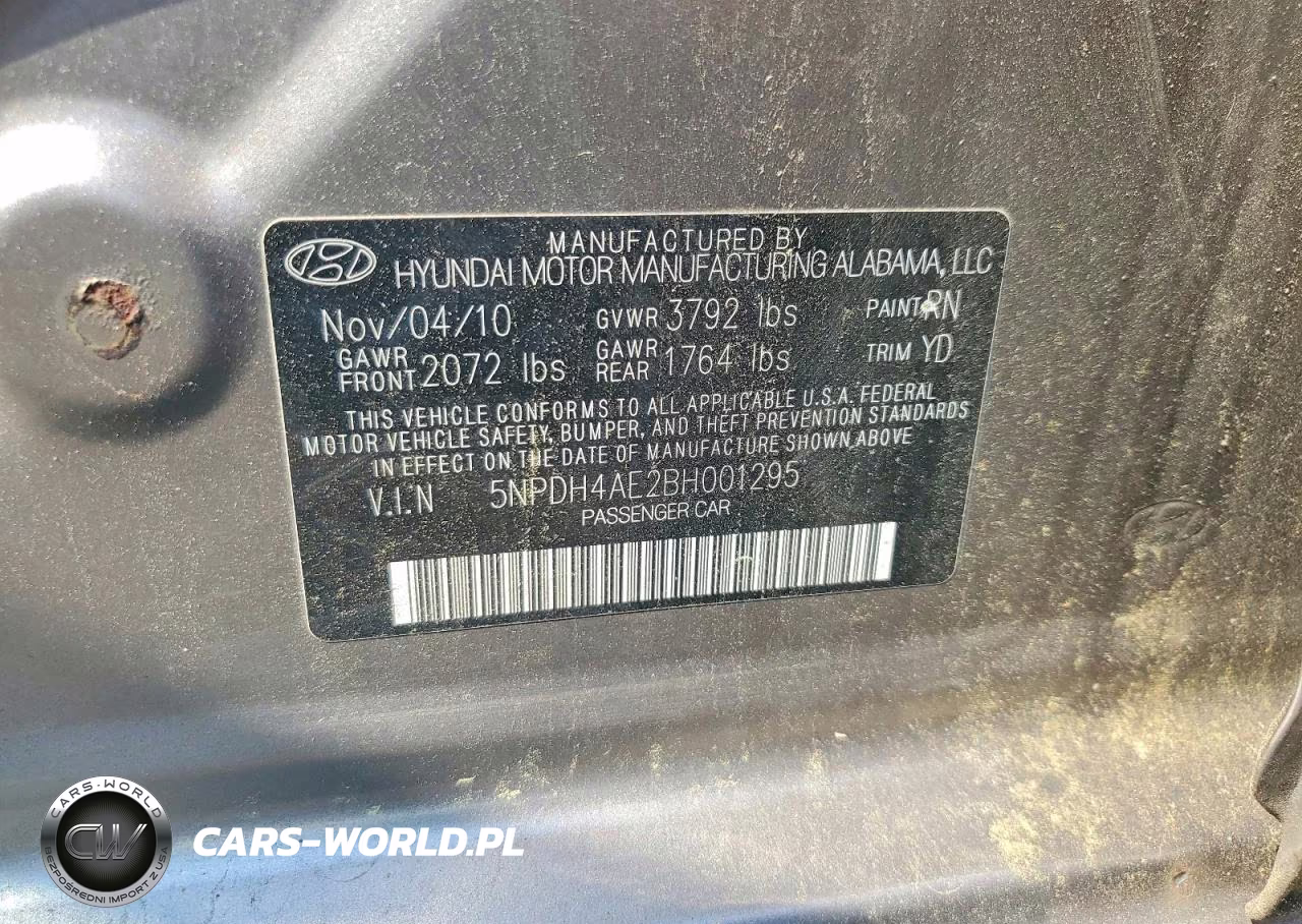 2011 Hyundai Elantra Gls VIN:5NPDH4AE2BH001295 - 12