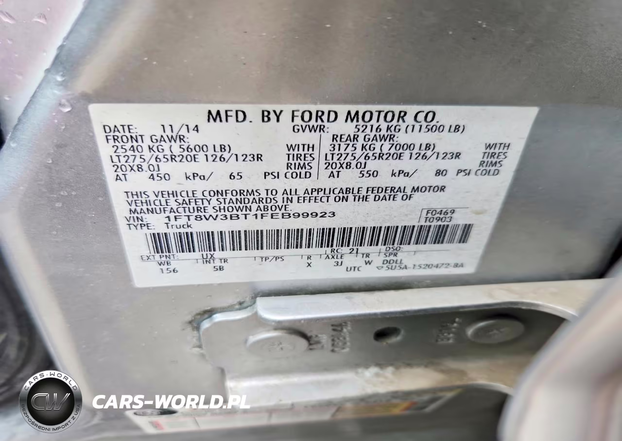 2015 Ford F350 Super Duty VIN:1FT8W3BT1FEB99923 - 12