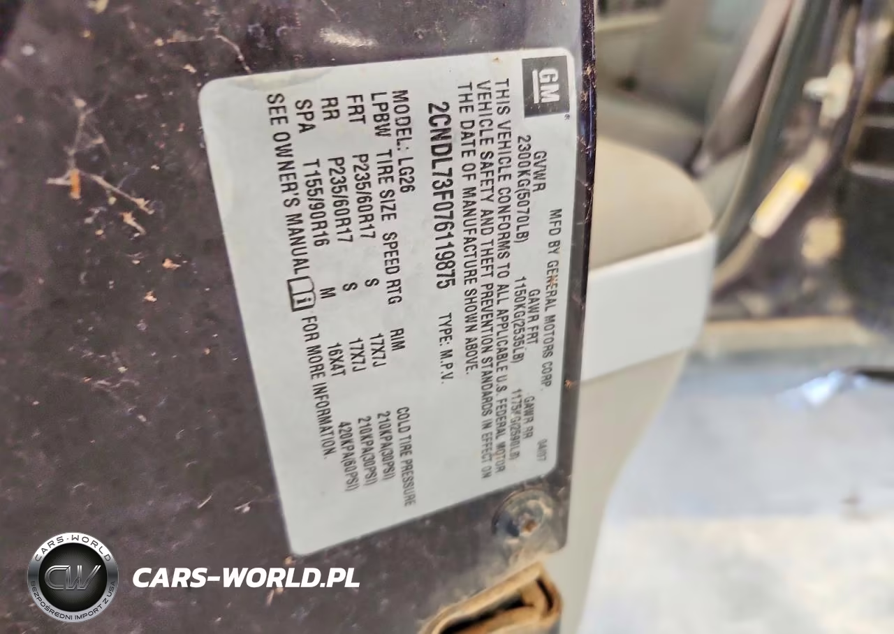 2007 Chevrolet Equinox Lt VIN:2CNDL73F076119875 - 12
