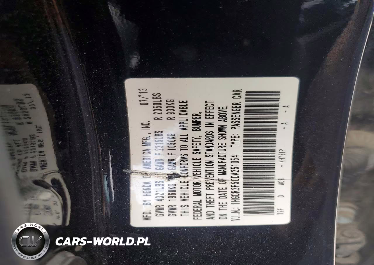 2013 Honda Accord Sport VIN:1HGCR2F50DA251054 - 12