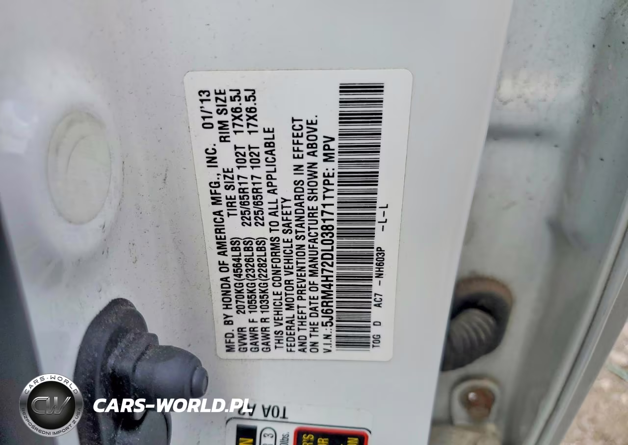 2013 Honda Cr-V Exl VIN:5J6RM4H72DL038171 - 13