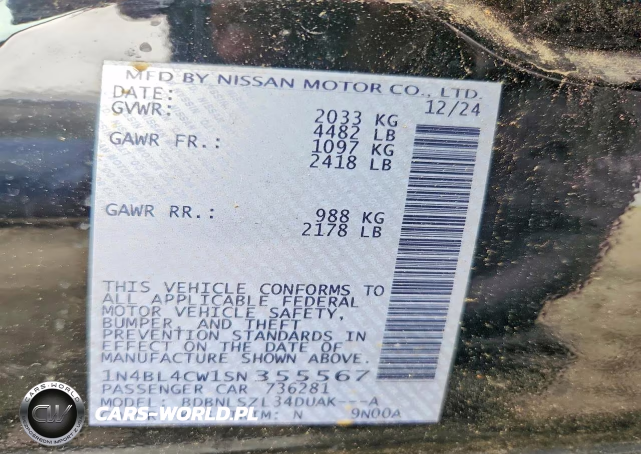 2025 Nissan Altima Sr VIN:1N4BL4CW1SN355567 - 12
