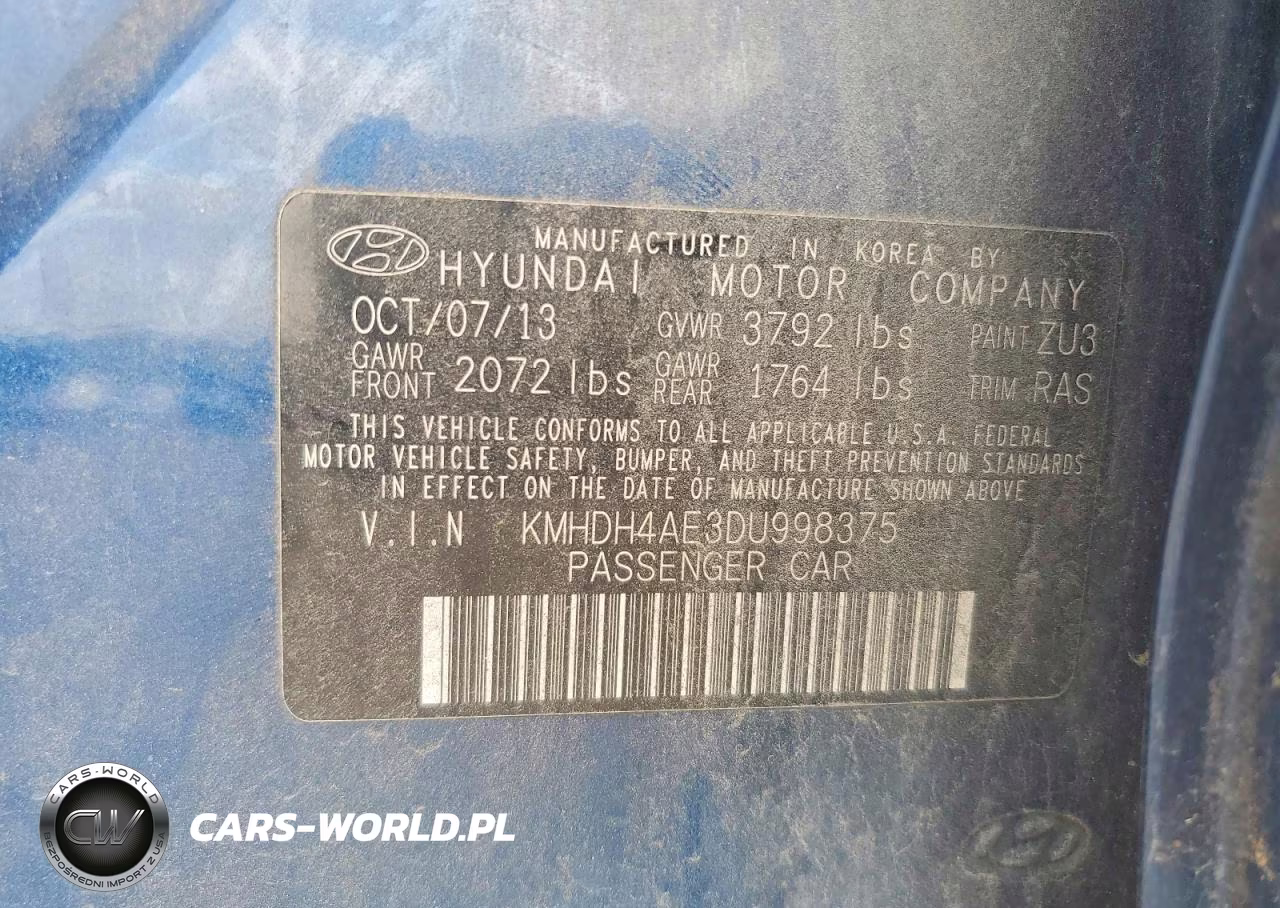 2013 Hyundai Elantra Gls VIN:KMHDH4AE3DU998375 - 12